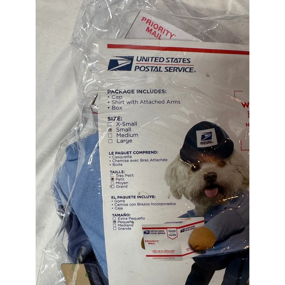 USPS Mail Carrier Pup Dog Costume Small ABC Prod Co PET20170 Blue Official Logo